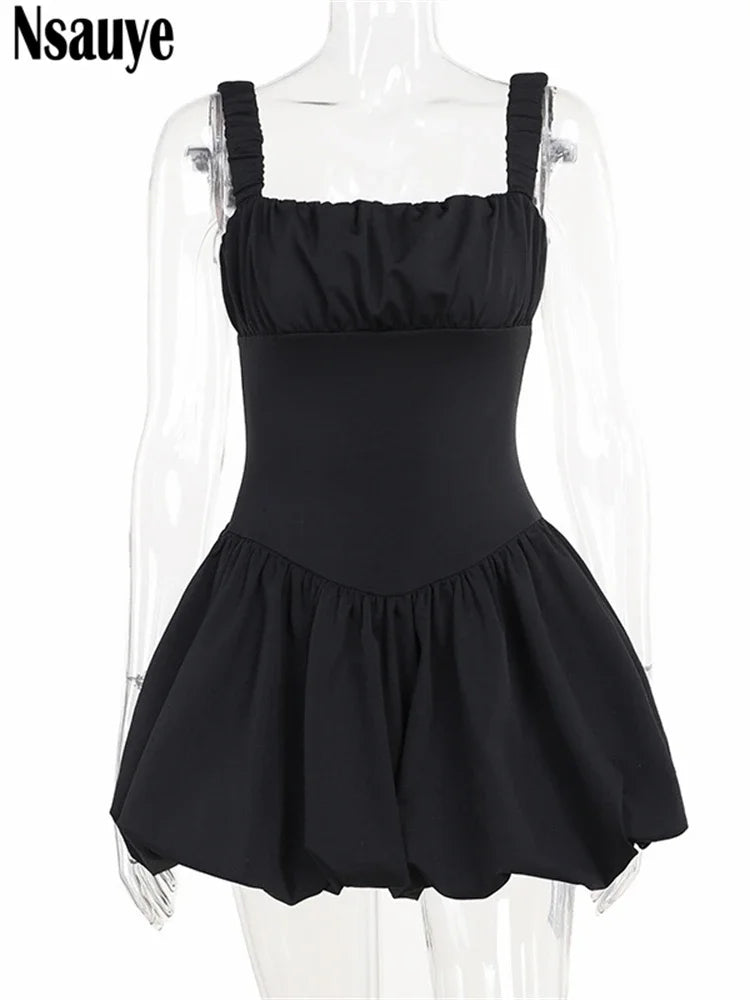 Nsauye Sexy Elegant Dress For Women 2024 New Fashion Ruched Night Club Sleeveless Off Shoulder Mini Summer Bodycon Party Dress