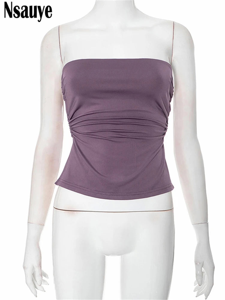 Nsauye 2025 Summer New Tank Women Tops Fashion Basic Sexy Sleeveless Streetwear Club Solid Sexy Casual Slim Crop Tops Clothing