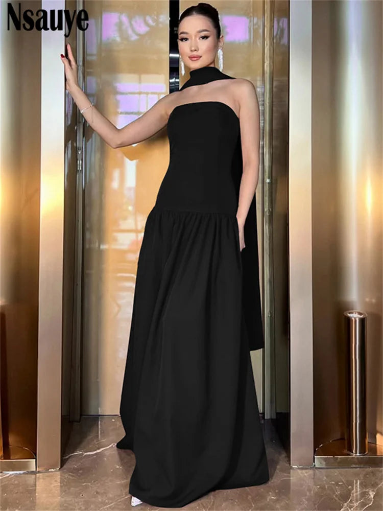 Nsauye Dress For Women Summer New Elegant Chic Fashion Sexy Evening Party Night Club Long Bodycon Sleeveless Dress 2025 Clothes