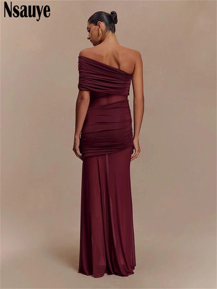 Nsauye Sexy Women Long Fashion Evening Party Night Club Mesh Bodycon Dress Ladies Outfits High Waist Summer Dress Elegant 2025