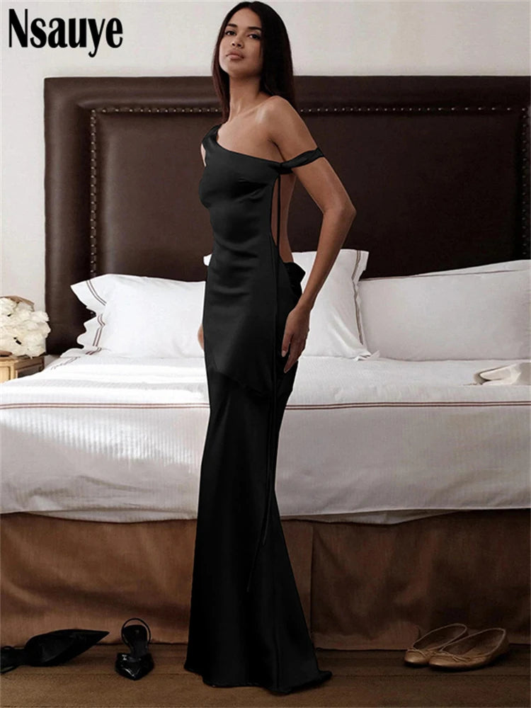 Nsauye Sexy Backless Sleeveless Slim Maxi Dresses Night Club Women Clothing Chic Elegant Bandage Party Long Dresses Vestidos