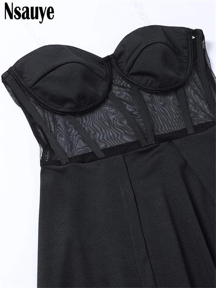 Nsauye 2022 Fashion Patchwork Women Off Shoulder Black Split Party Long Dress Sexy Backless Elegant Evening Bodycon Maxi Dresses