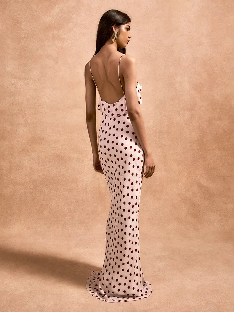 Nsauye Women Summer Elegant Ruffles Polka Dot Dress Summer 2025 New Fashion Clothes Long Sexy Night Club Party Dress Evening