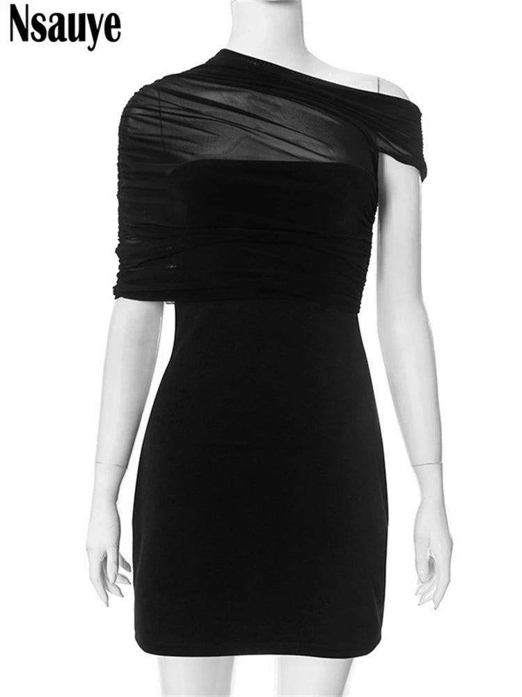 Nsauye Fashion Women Clothes Summer 2025 Black High Waisted Sexy Outfits New Elegant Basic Fashion Evening Dress Party Clubwear