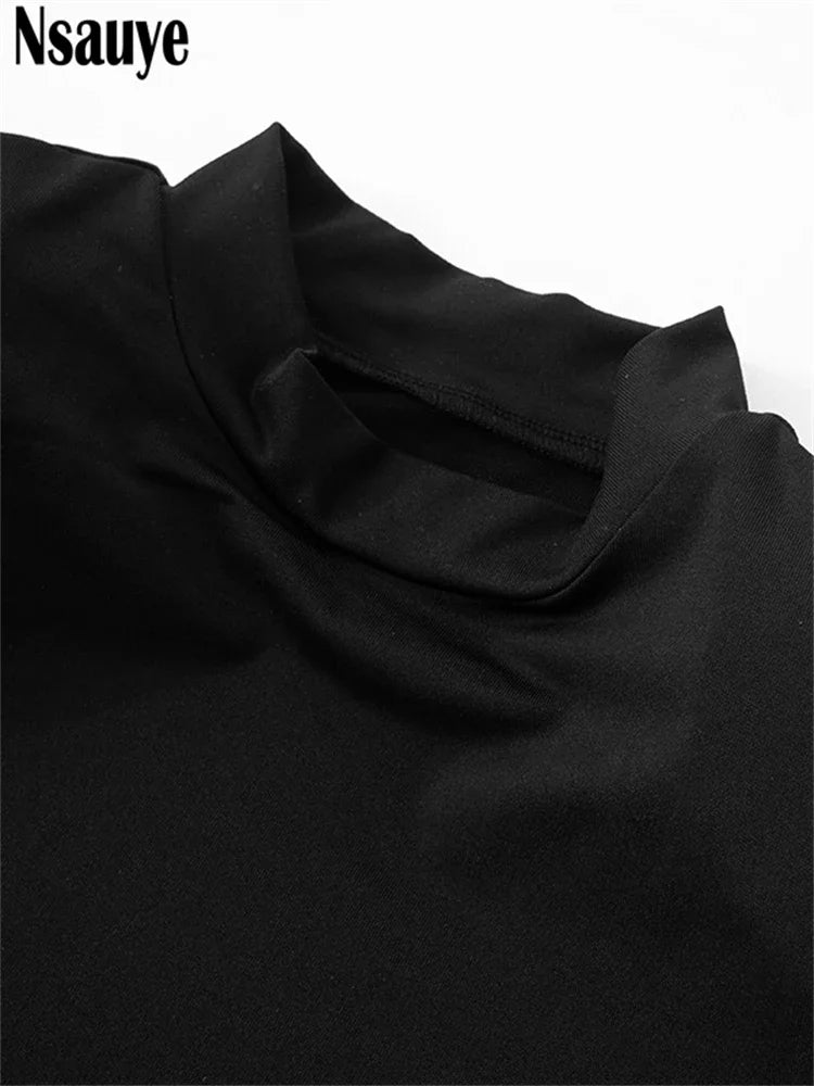 Nsauye 2024 Winter Sexy Elegant Party Dress For Women Vintage Clubwear Evening Birthday Holiday Long Sleeve Wrap Maxi Dresses