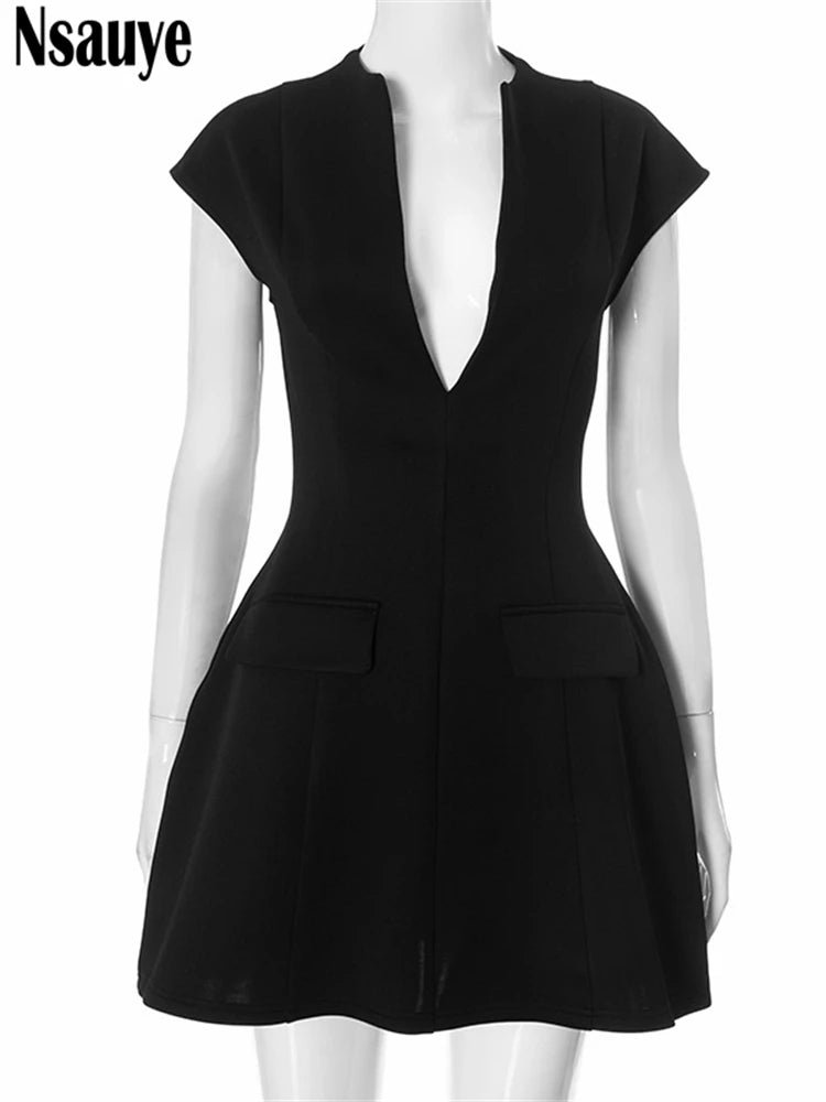 Nsauye Party Dress Women Fashion New Elegant Mini Short Sleeveless Bodycon Night Club Sexy Evening Holiday Dress A-Line 2025