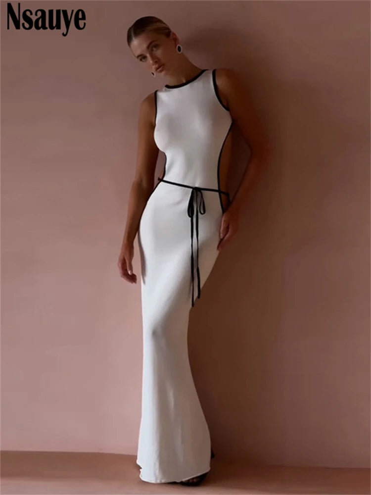 Nsauye 2025 Vacation Outfits Women New Fashion Sexy Off Shoulder Maxi Long Bodycon Evening Elegant Dress Party Night Club Summer