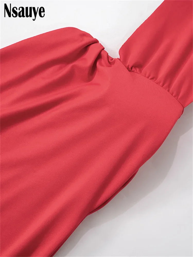 Nsauye Red Sleeveless Backless Ribbon Bodycon Mini Dresses Night Club Women Clothing Sexy Spring New Party Dresses Vestidos 2025