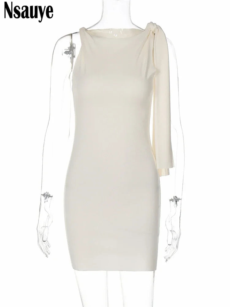 Nsauye 2024 Summer New Sexy Women Club Streetwear Y2K Basic Dress 2024 Lace Up Evening Party Bodycon Mini Fashion Holiday Dress