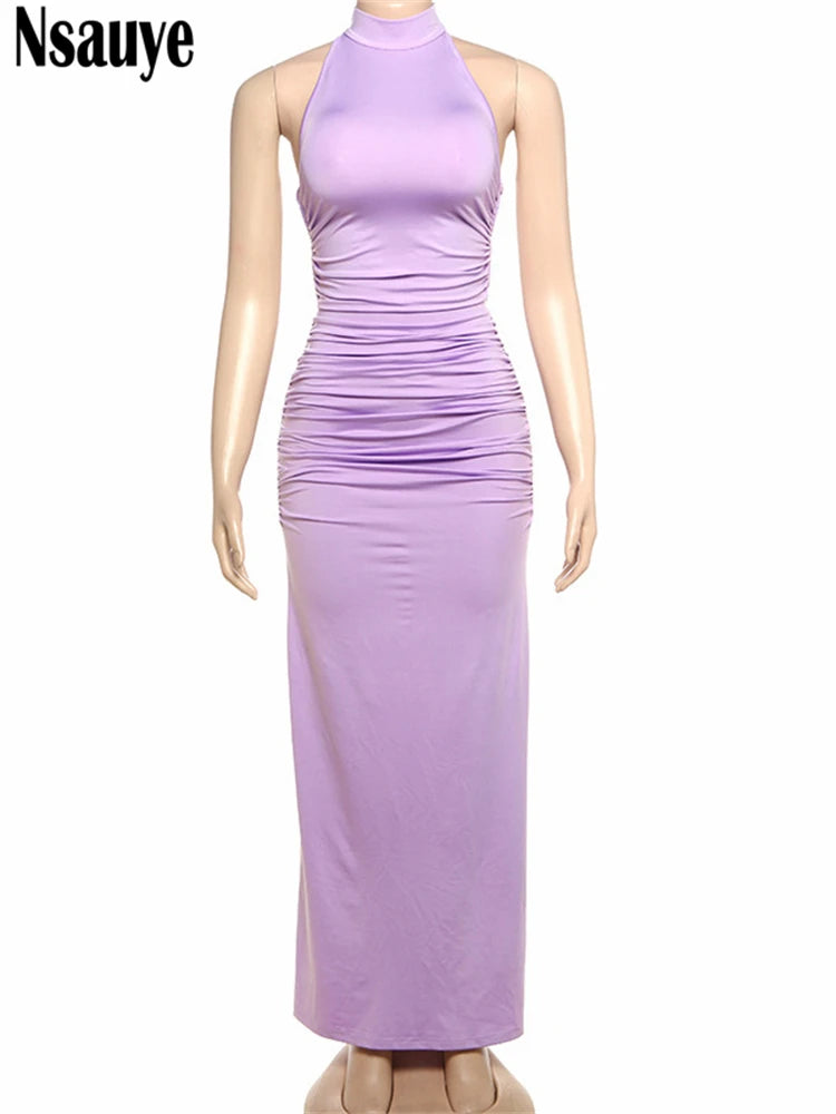 Nsauye Elegant Dress Women Chic Fashion Summer Clothes Outfits Off Shoulder Sexy Evening Party Clubwear Long Maxi Dress Lace Up