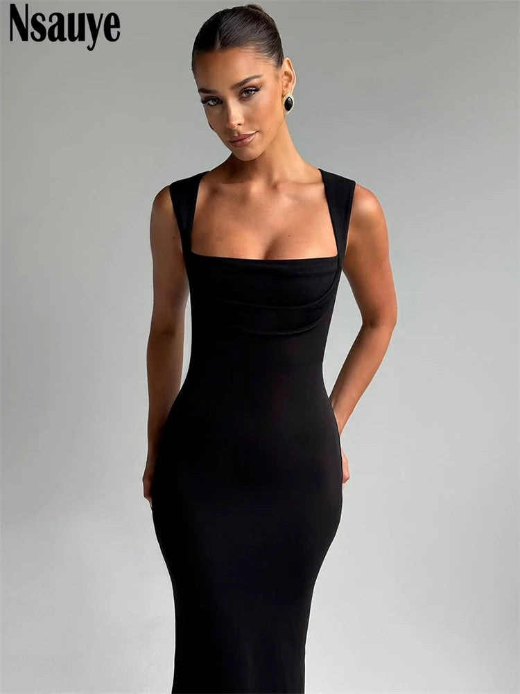 Nsauye Summer Dress Of 2025 Vacation Outfits Women Long Fashion New Sexy Evening Party Night Club Maxi Sleeveless Elegant Dress