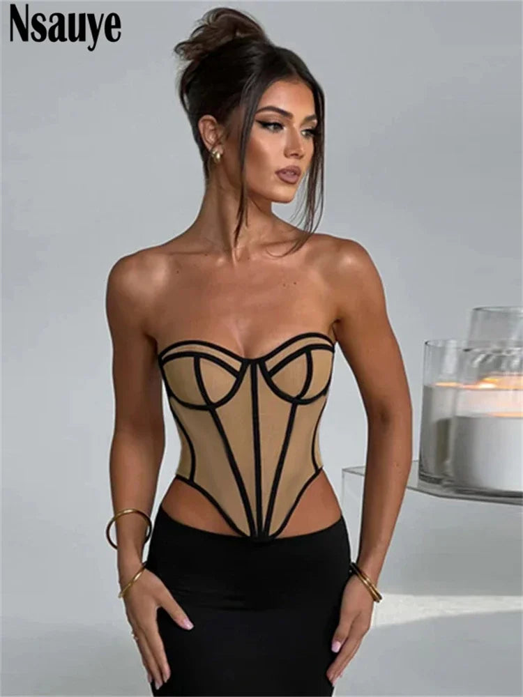 Nsauye Strapless Party Off Shoulder Women Tube Summer Corset Y2K Crop Tops Skinny Fashion 2023 Sexy Club Mini Tank Tops Backless