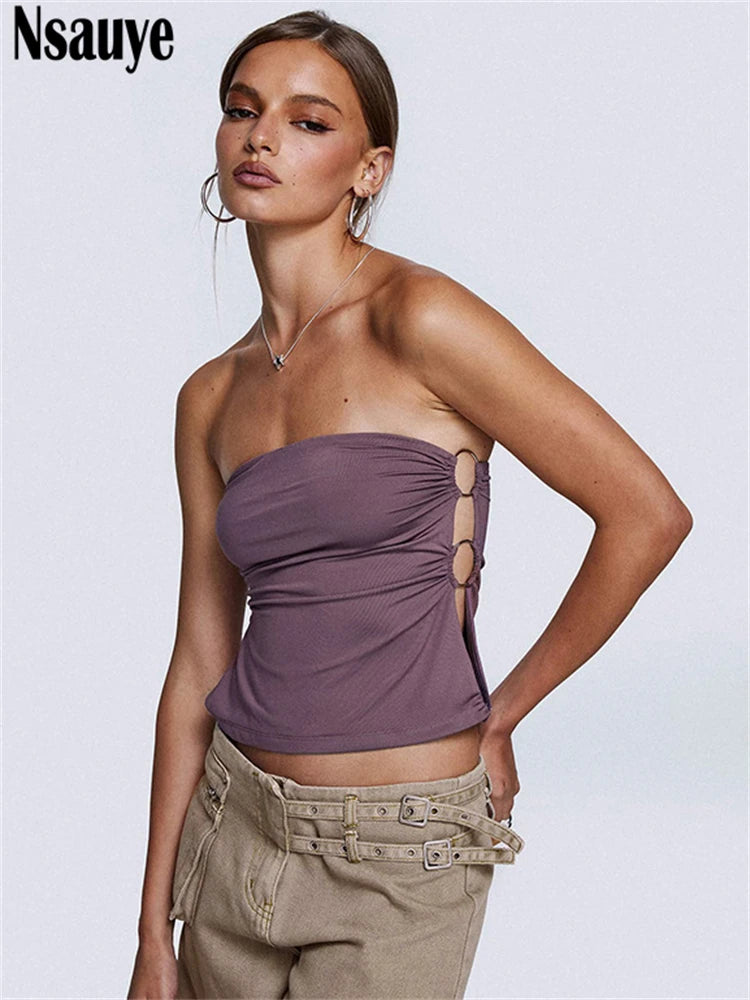 Nsauye 2025 Summer New Tank Women Tops Fashion Basic Sexy Sleeveless Streetwear Club Solid Sexy Casual Slim Crop Tops Clothing