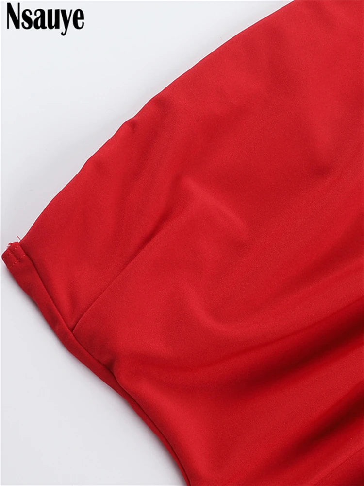 Nsauye 2025 New Women Short Evening Party Elegant Dress Night Club Sexy Outfits Strapless Fashion Wrap Summer High Waisted Dress