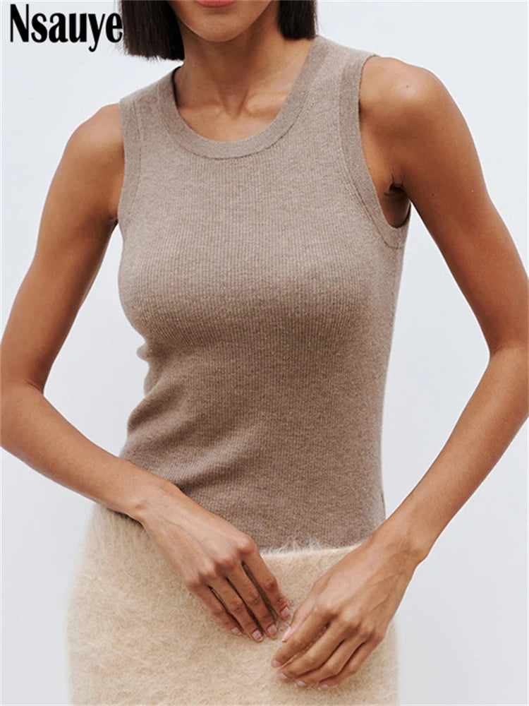 Nsauye O Neck Mini Women Y2K Summer Mini Skinnny New Fashion Basic Cropped T Shirt Tops 2025 Sexy Ribber Knitted Club Tank Tops