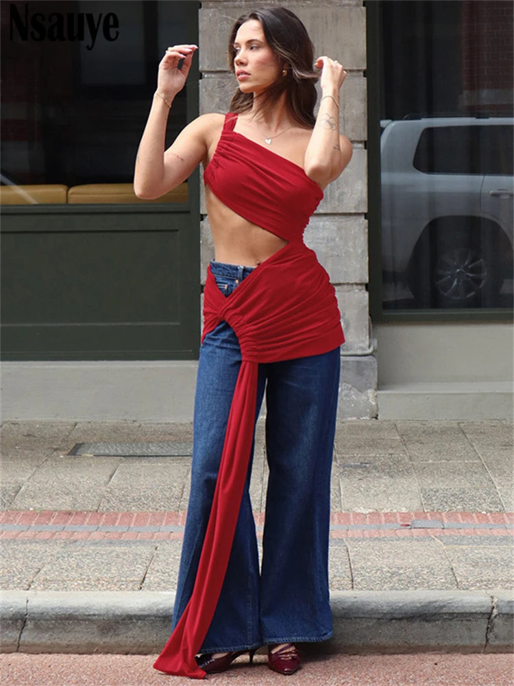 Nsauye Sexy Women Fashion New Spring Summer Mini 2025 Dress Hollow Out Night Club Evening Party Elegant Dress Low Waisted