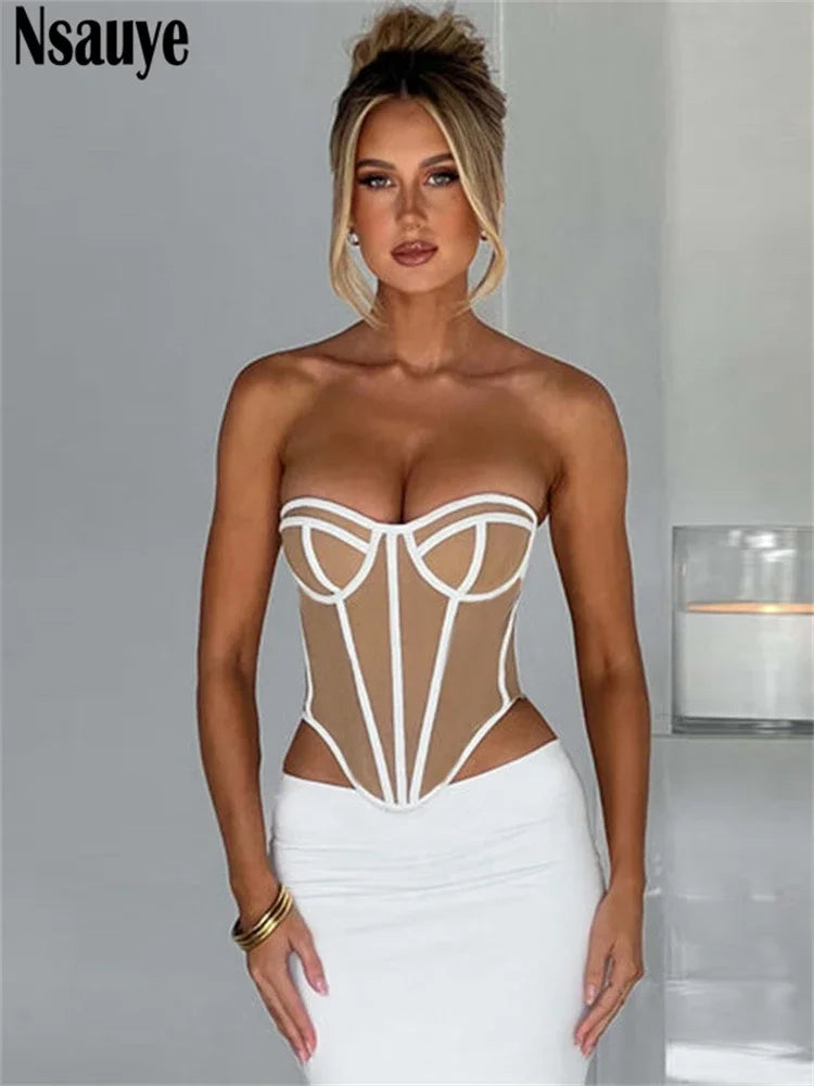 Nsauye Strapless Party Off Shoulder Women Tube Summer Corset Y2K Crop Tops Skinny Fashion 2023 Sexy Club Mini Tank Tops Backless