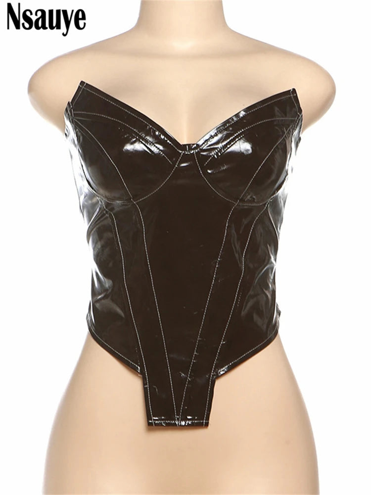 Nsauye Sexy Night Club Skirt Set Women Fashion Mini Y2K Vest Corset Crop Tops Wrap Long Party Skirt Two Piece Set Outfits 2024