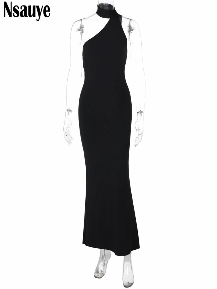 Nsauye Sexy Women Summer Night Club Party Evening Formal Vestidos Dress Long Casual Solid Basic Backless Maxi Elegant Dress 2025