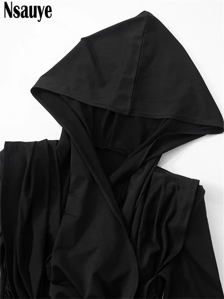 Nsauye Women Casual Basic Long Sleeve Women Y2K Sexy Club Hoodies Dress Maxi Winter 2024 Evening Party Elegant Fashion Dress