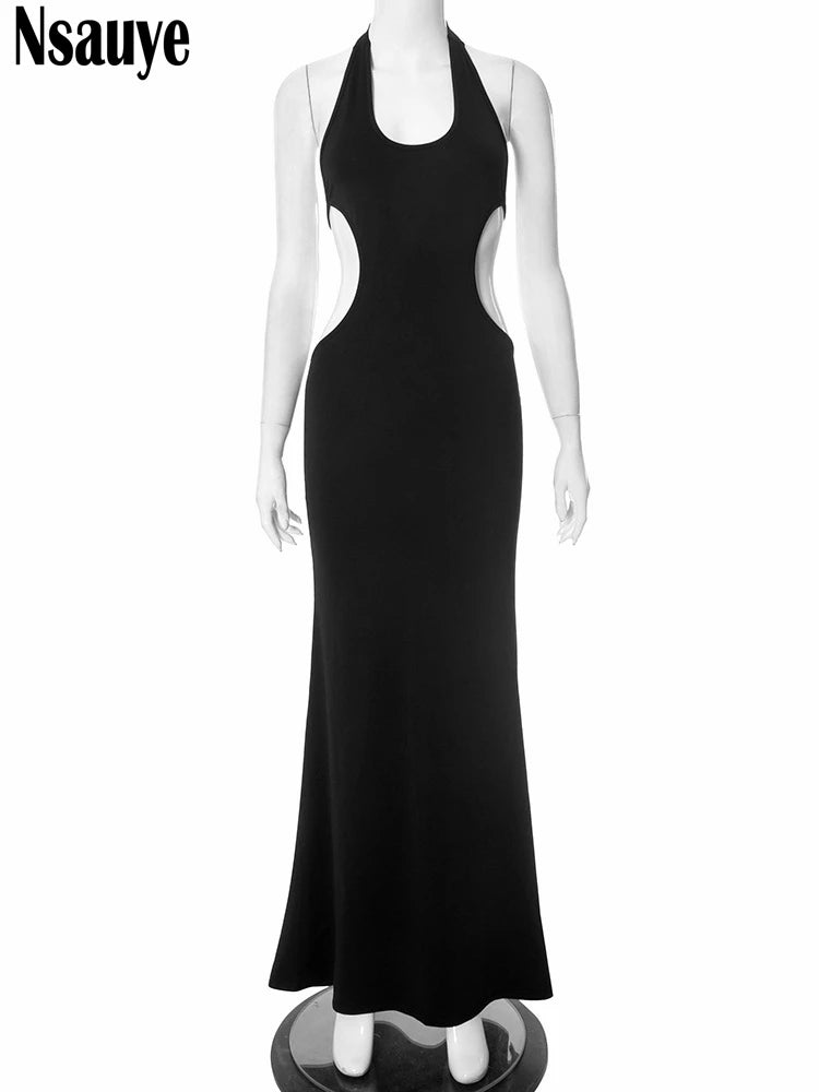 Nsauye Summer Dress Long Hollow Out Women Long Maxi Bodycon New Fashion Sexy Elegant Evening Night Club Party Off Shoulder Dress