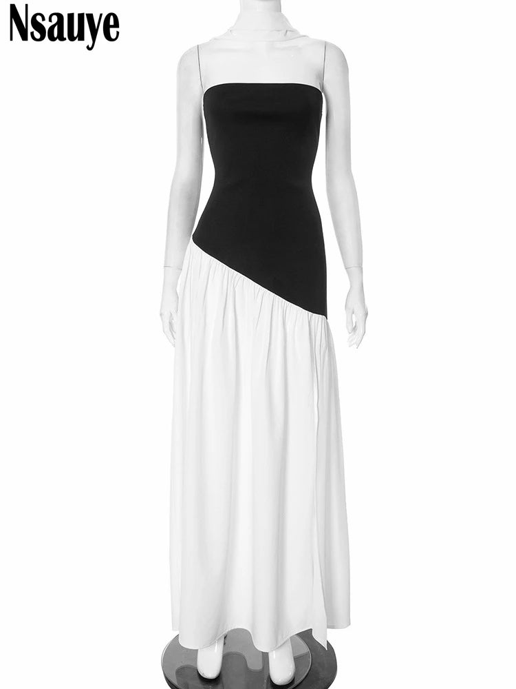 Nsauye Long Evening Dress For Women Summer Clothing Fashion Elegant Sexy Strapless Party High Split Night Club Maxi Dress 2025
