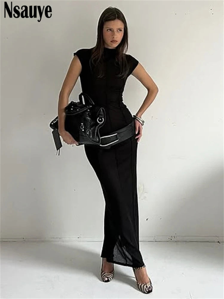 Nsauye Pullover Women Sexy Casual Basic Off Shoulder Party Club Evening Dress Summer Long Outfits Striped New Fashion Dress 2025
