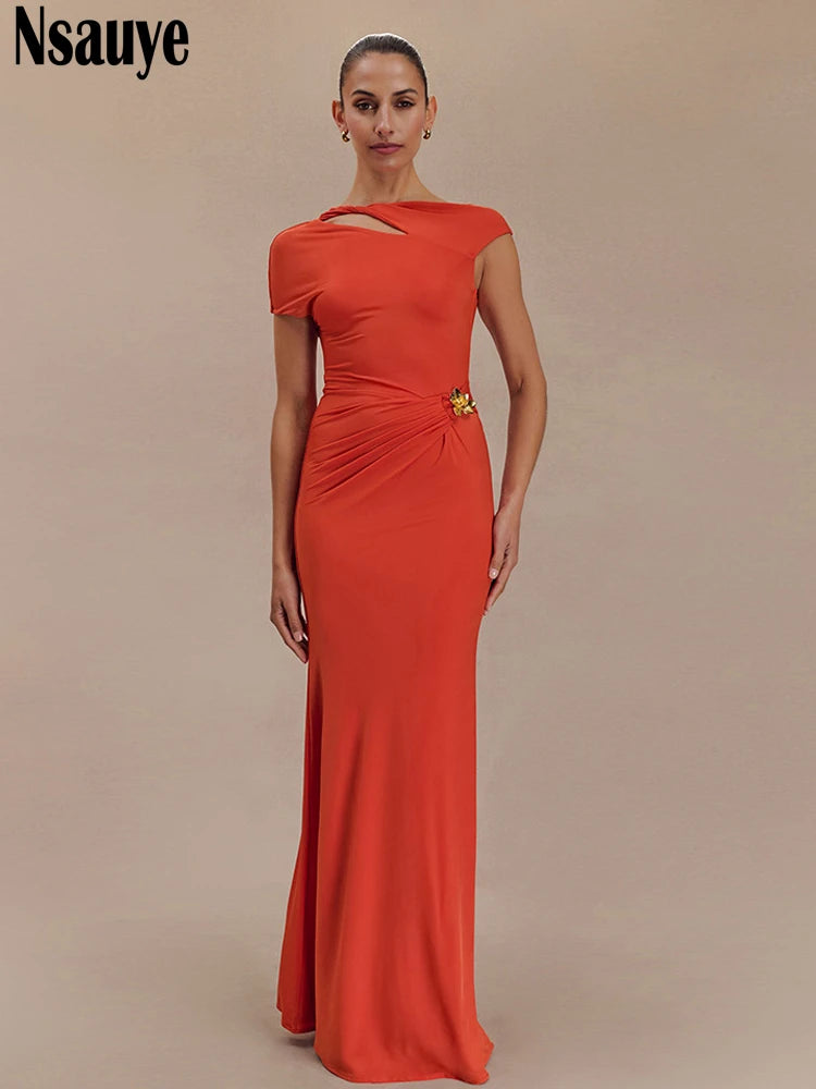 Nsauye Evening Dress Women White Casual Party Night Club Chic Backless Sexy Elegant New Fashion Wrap Long Summer Maxi Dress 2025