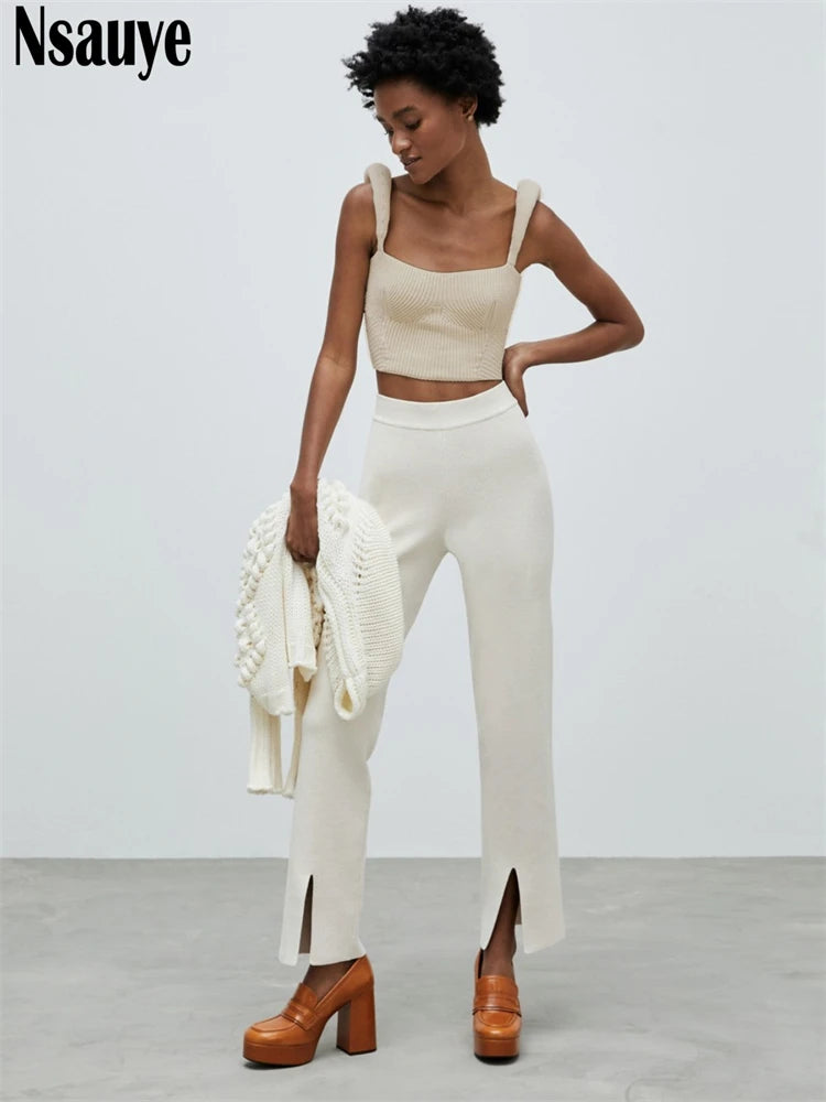 Nsauye New Fashion Women Sleeveless Knitted Sexy Night Club Mini Skinny Crop Tops Summer Vest Y2K T Shirt Party 2025 Tank Tops