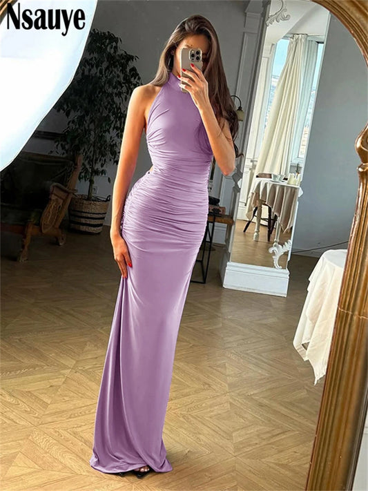 Nsauye Elegant Dress Women Chic Fashion Summer Clothes Outfits Off Shoulder Sexy Evening Party Clubwear Long Maxi Dress Lace Up