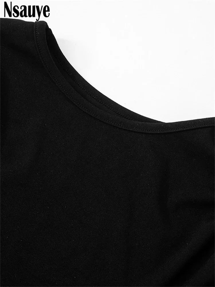 Nsauye Chic Elegant Women Sexy Clubwear New Fashion Mini Bodycon Pullover Dress Outfits Clothes Evening Party Long Sleeve Dress