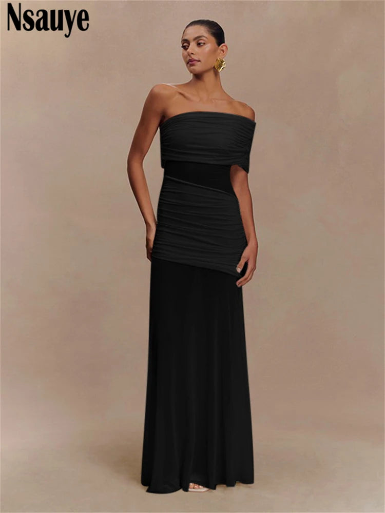 Nsauye Sexy Women Long Fashion Evening Party Night Club Mesh Bodycon Dress Ladies Outfits High Waist Summer Dress Elegant 2025