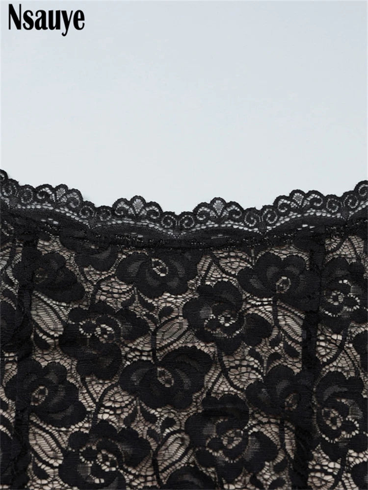 Nsauye Lace Sexy Black Low Cut Sleeveless Backless Short Dress Women Clothes Summer Fashion Off Shoulder Bodycon Party Dresses