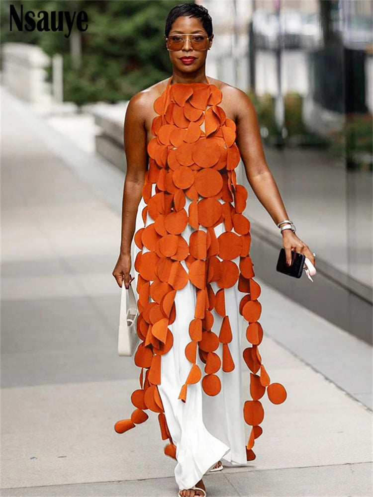 Nsauye Chic Solid Dot Patchwork Sexy Backless Bandage Tank Tops Long Tassel Sleeveless Irregular Fashion Y2K Clothes Streetwear