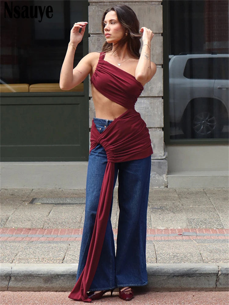Nsauye Sexy Women Fashion New Spring Summer Mini 2025 Dress Hollow Out Night Club Evening Party Elegant Dress Low Waisted