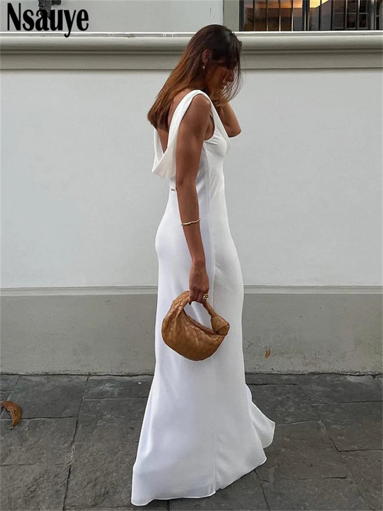 Nsauye Dress For Women Summer Long 2025 New Elegant Fashion Bodycon Evening Party Sexy Night Club Basic Casual Dress Sleeveless