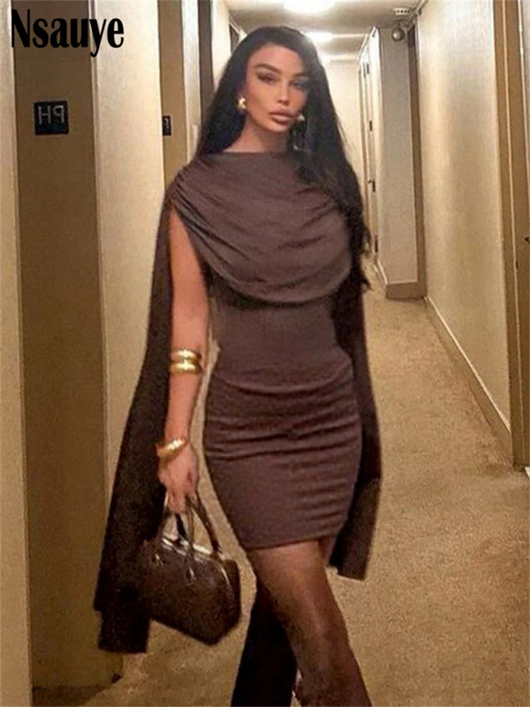 Nsauye 2025 Women Off Shoulder Sleeveless Chic Sexy Bodycon Short Dress Summer New Elegant Night Club Mini Party Dresses Vestido