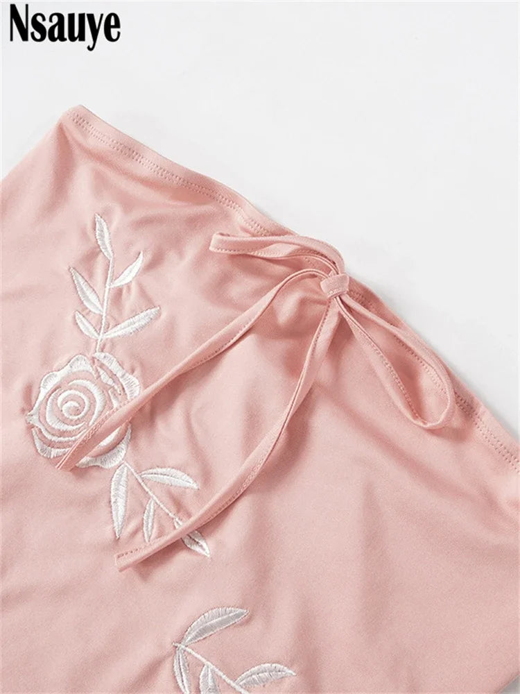 Nsauye Sexy Off Shoulder Fashion Elegant Maxi Bodycon Women Dress 2024 Summer Pink Evening Holiday Party Night Club Dress Maxi