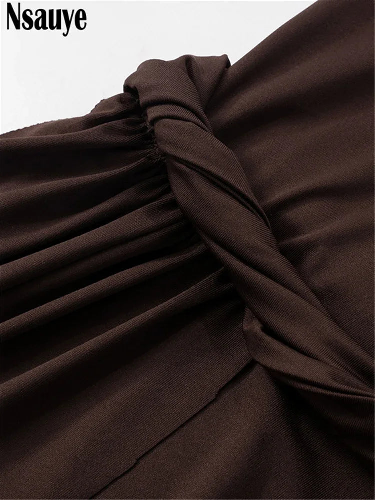 Nsauye Evening Dress 2025 Women Chic Twist Fashion Sexy Night Club New Fashion Elegant Low Waisted Long Sleeveless Party Dress