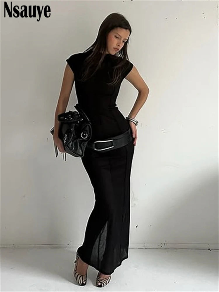 Nsauye Pullover Women Sexy Casual Basic Off Shoulder Party Club Evening Dress Summer Long Outfits Striped New Fashion Dress 2025
