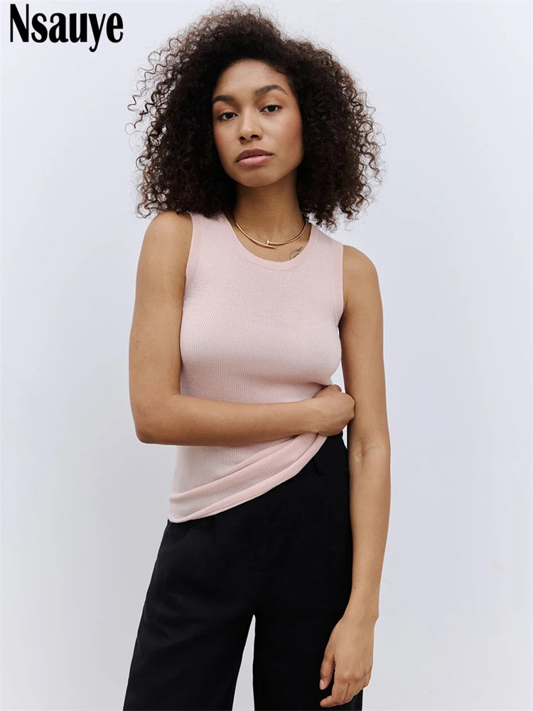 Nsauye O Neck Mini Women Y2K Summer Mini Skinnny New Fashion Basic Cropped T Shirt Tops 2025 Sexy Ribber Knitted Club Tank Tops