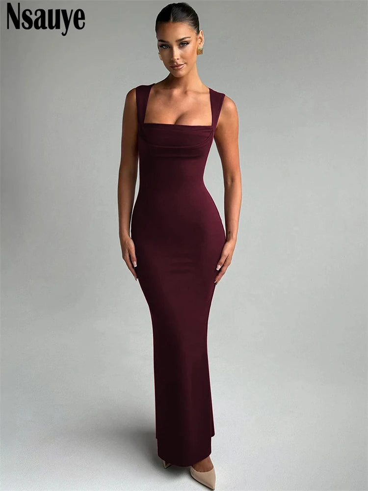 Nsauye Summer Dress Of 2025 Vacation Outfits Women Long Fashion New Sexy Evening Party Night Club Maxi Sleeveless Elegant Dress