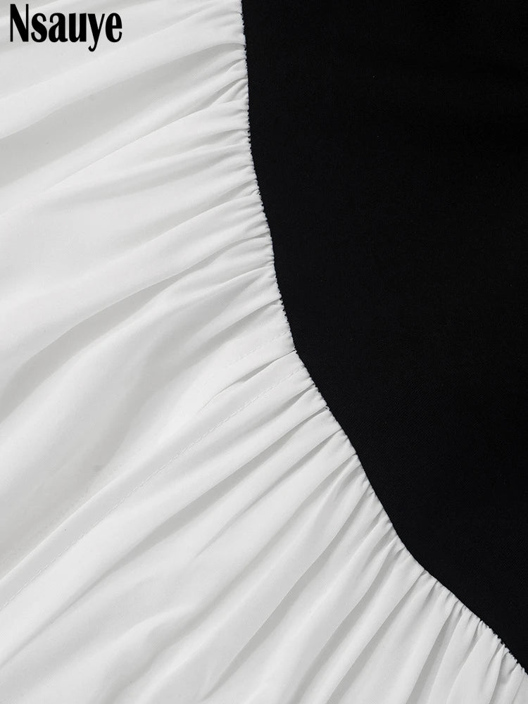 Nsauye Long Evening Dress For Women Summer Clothing Fashion Elegant Sexy Strapless Party High Split Night Club Maxi Dress 2025