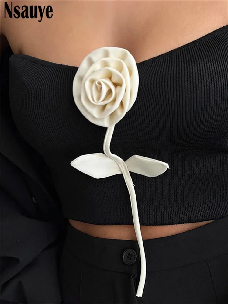 Nsauye Casual Black Chic Summer Tank Tops Camis Women Vest Slim Mini Streetwear Sexy Club Ribber Knitted Club Y2K Crop Tops 2024