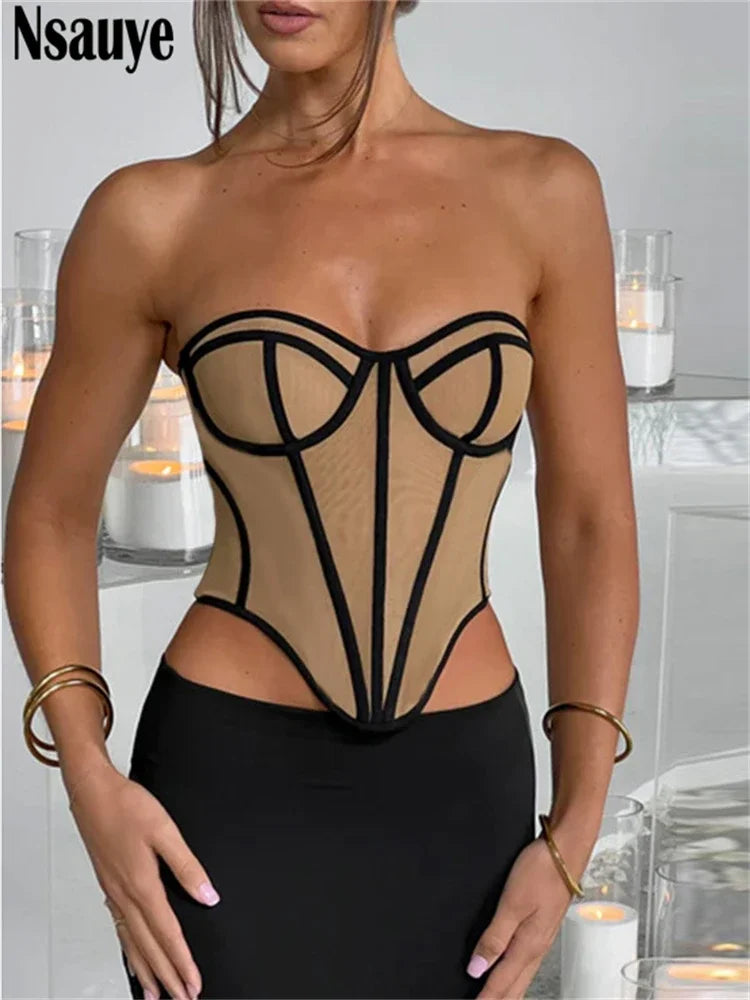 Nsauye Strapless Party Off Shoulder Women Tube Summer Corset Y2K Crop Tops Skinny Fashion 2023 Sexy Club Mini Tank Tops Backless