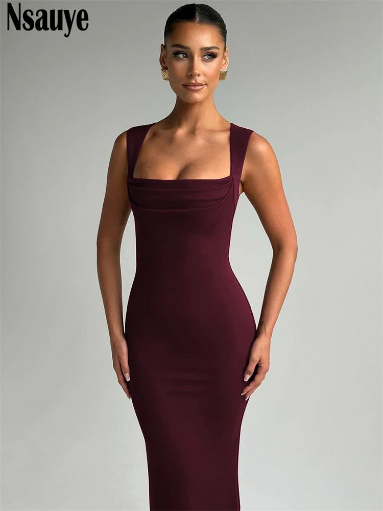 Nsauye Summer Dress Of 2025 Vacation Outfits Women Long Fashion New Sexy Evening Party Night Club Maxi Sleeveless Elegant Dress