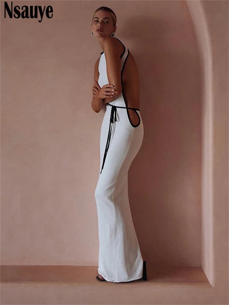 Nsauye 2025 Vacation Outfits Women New Fashion Sexy Off Shoulder Maxi Long Bodycon Evening Elegant Dress Party Night Club Summer