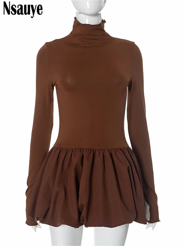 Nsauye 2024 Winter Vintage Women Clothing Outfit Bud Female Chic Fashion Elegant Sexy Bodycon Night Club Long Sleeve Party Dress