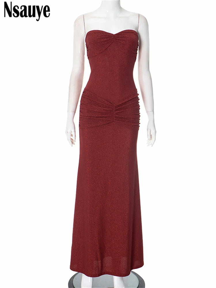 Nsauye Women Summer Clothes Dress Outfits Low Waisted Long 2025 Sexy Evening Party Elegant Night Club Bodycon Dress Off Shoulder