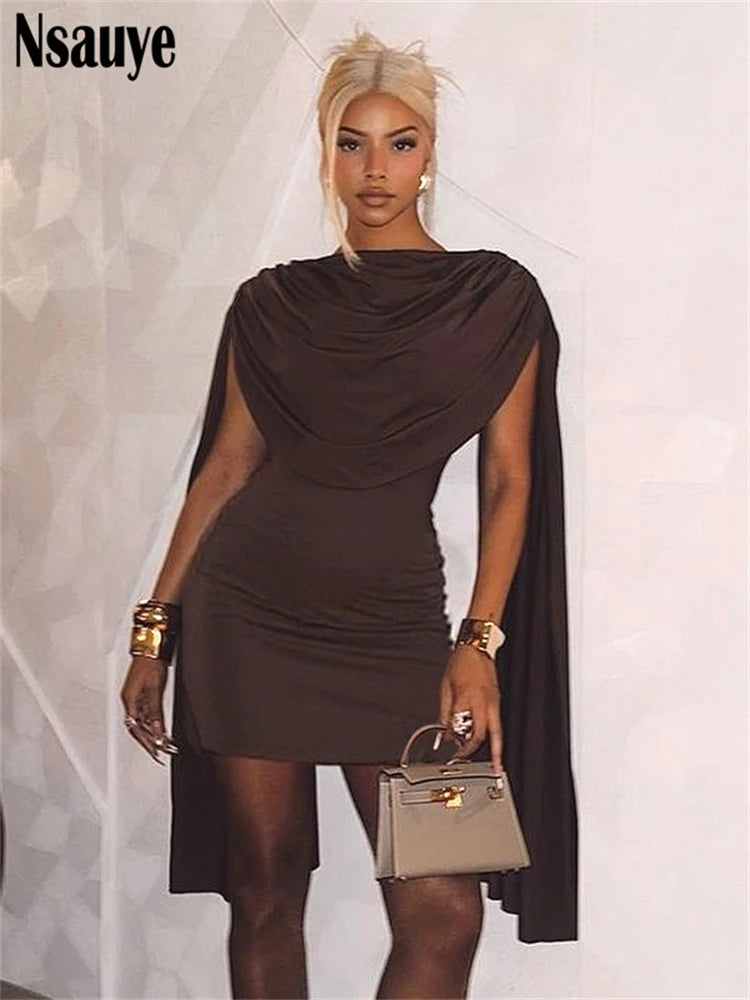 Nsauye 2025 Women Off Shoulder Sleeveless Chic Sexy Bodycon Short Dress Summer New Elegant Night Club Mini Party Dresses Vestido